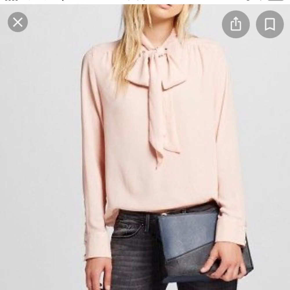 Whowhatwear tie neck blouse
